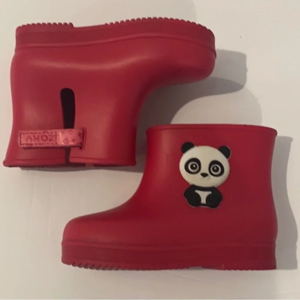 Authentic Grendene kids Panda baby girls pink rubber rain boots sz 7